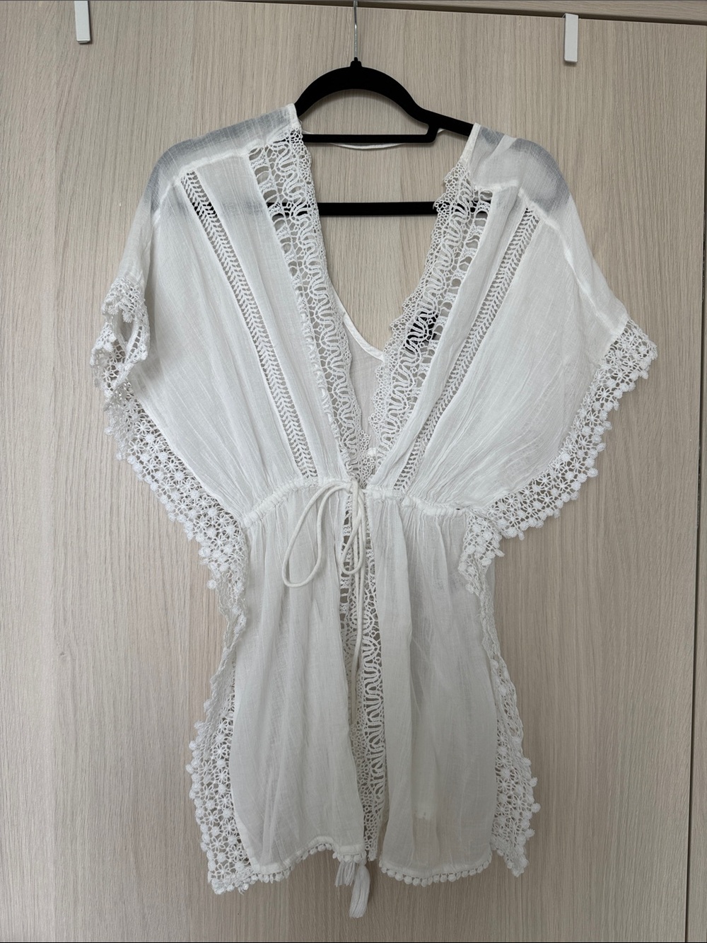 Topshop 100% cotton white coverup with lace trim size S | beach, vacation